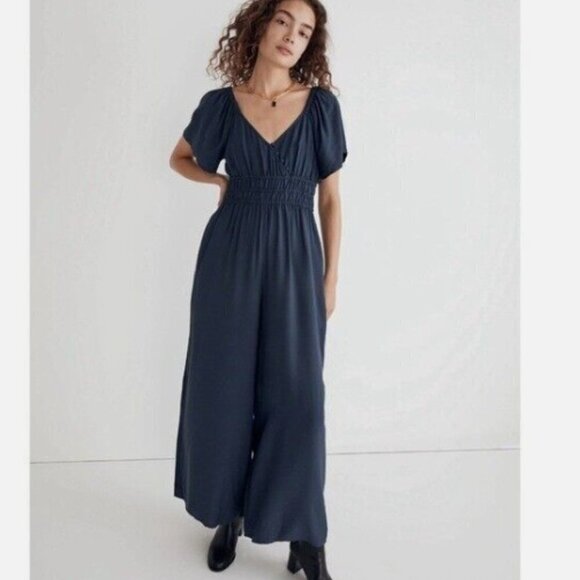 Madewell Pants - Madewell Twill Wide-Leg Jumpsuit Blue Size M EUC